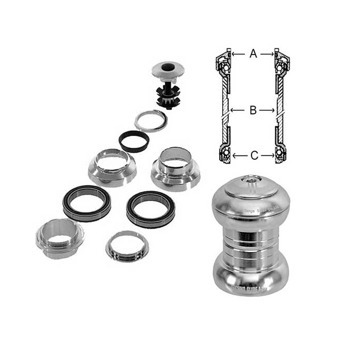 Cartridge Ahead-Steuersatz EC30/26,4 - 1 Zoll - silber