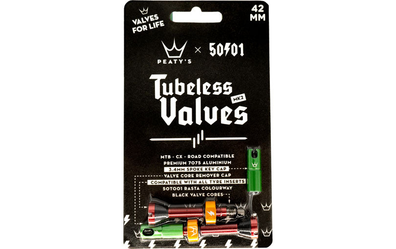 50to01 (MK2) Tubeless Ventile - Rasta - 42mm