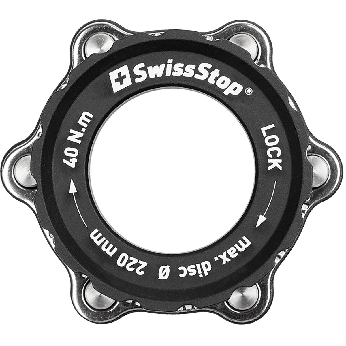 Adapter Centerlock auf 6-Loch - Silber/Schwarz Swissstop