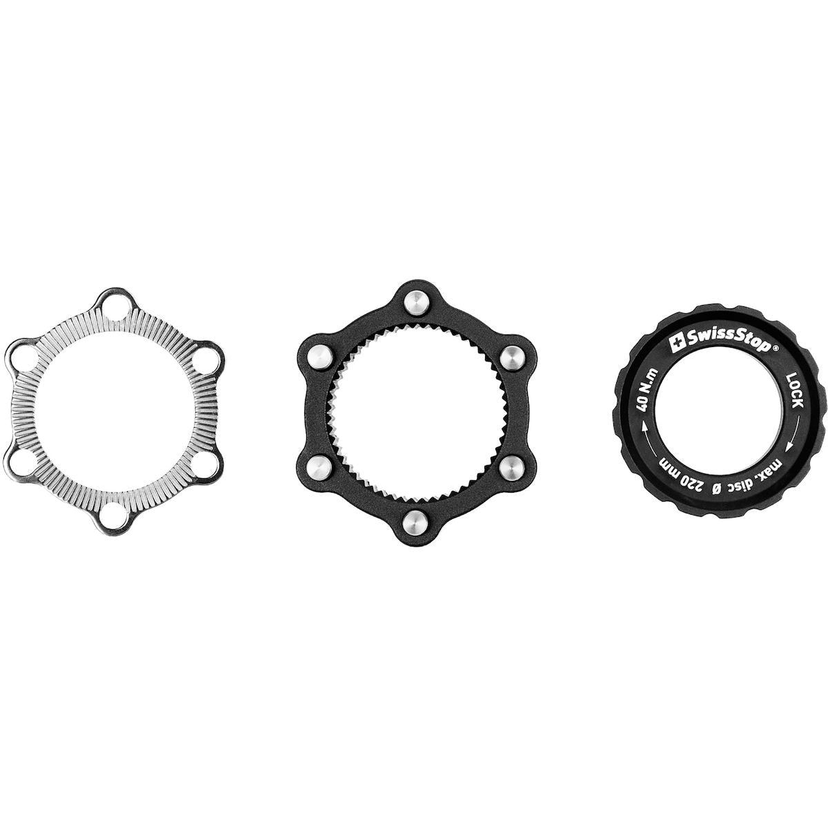 Adapter Centerlock auf 6-Loch - Silber/Schwarz Swissstop