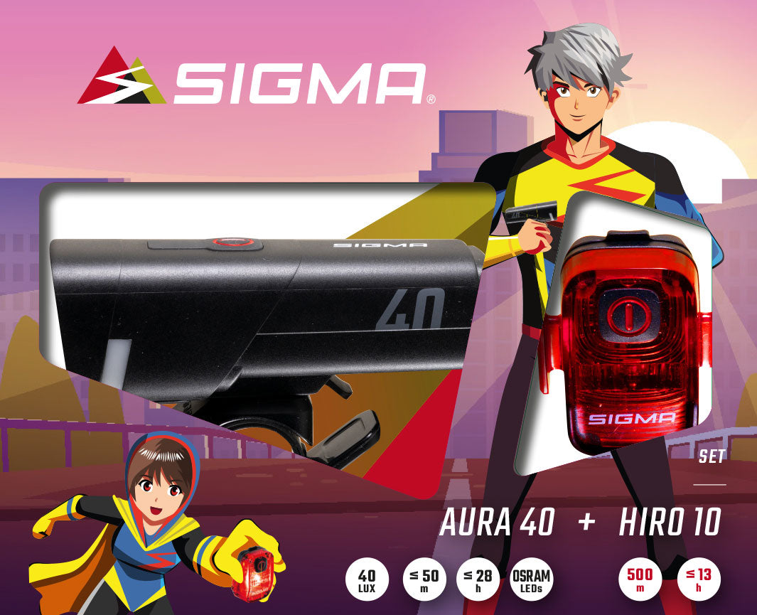 AURA 40 & HIRO 10 USB-C Akku-Beleuchtungsset, 40lx, Rride Safe to School Edition - schwarz