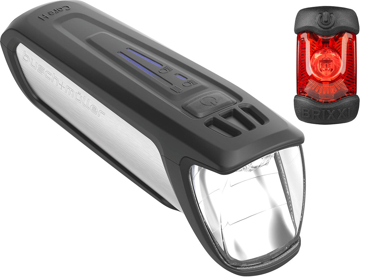 Akku-Beleuchtungsset IXON CORE 2 Highbeam + BRIXXI - schwarz-silber