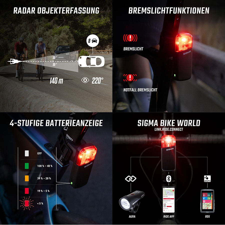 Radar-Rücklicht RECO 80 LINK - schwarz