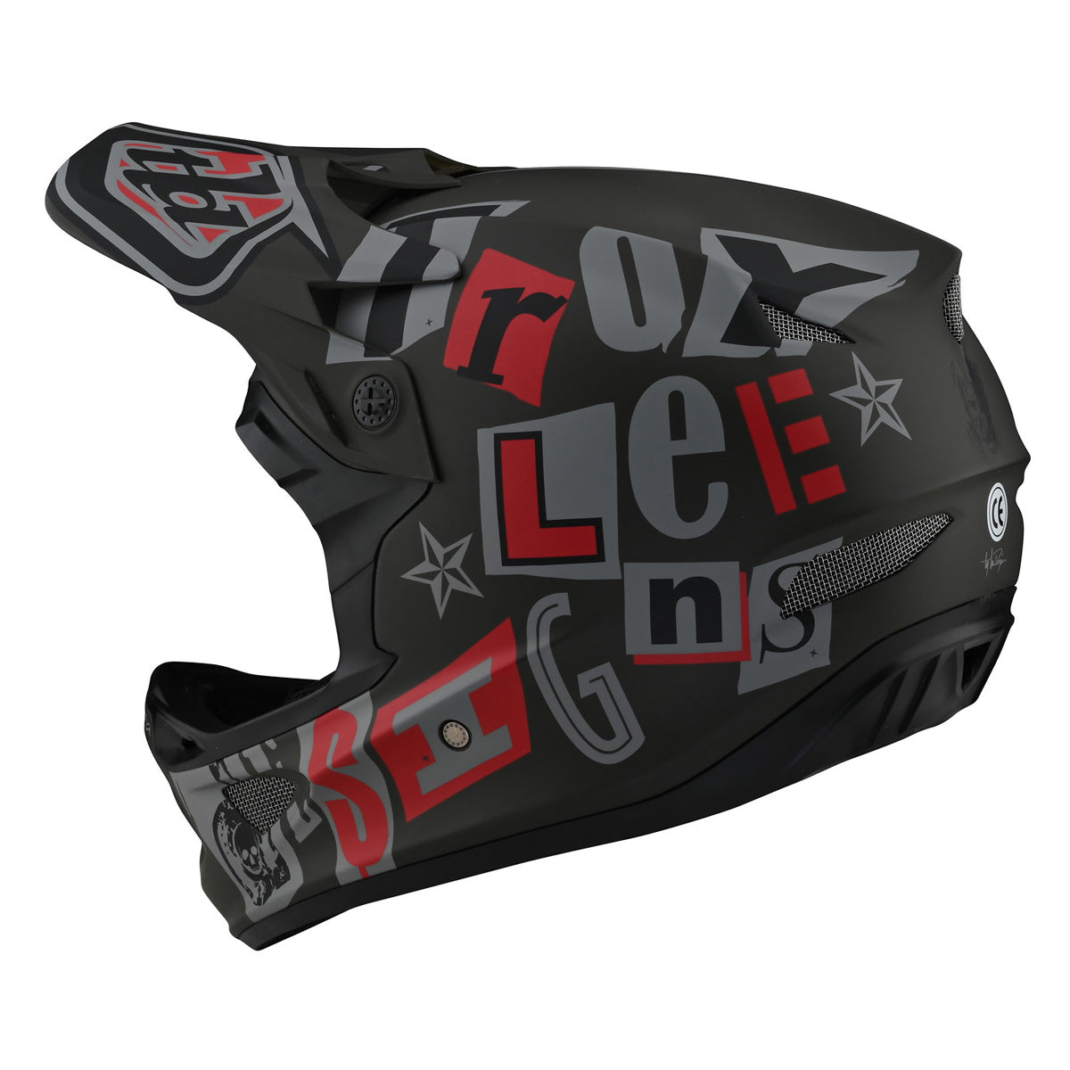 D3 Fiberlite - Fullface Helm - Anarchy Olive - Schwarz/Grau/Rot/Grün