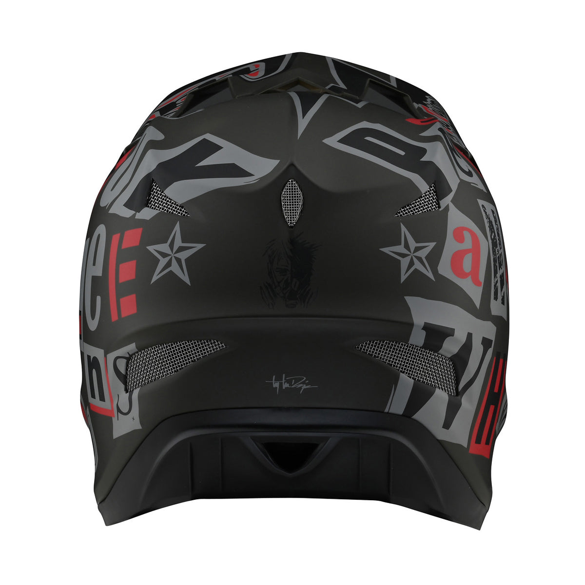 D3 Fiberlite - Fullface Helm - Anarchy Olive - Schwarz/Grau/Rot/Grün