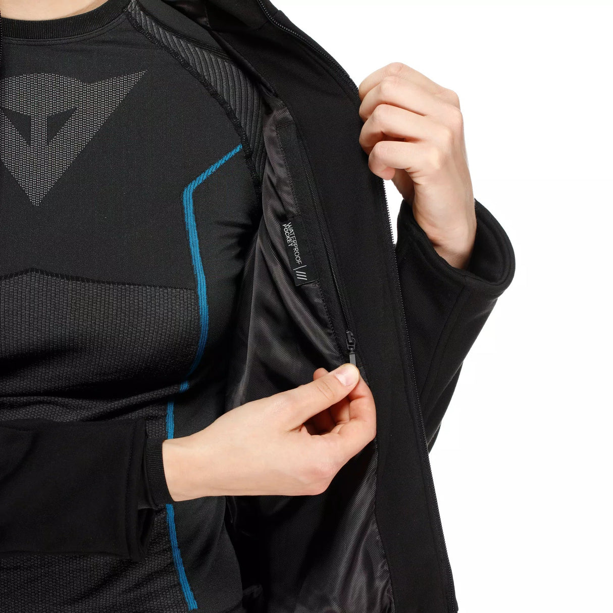 Daemon-X Safety Hoodie Full Zip WMN - Black/Black-White Dainese