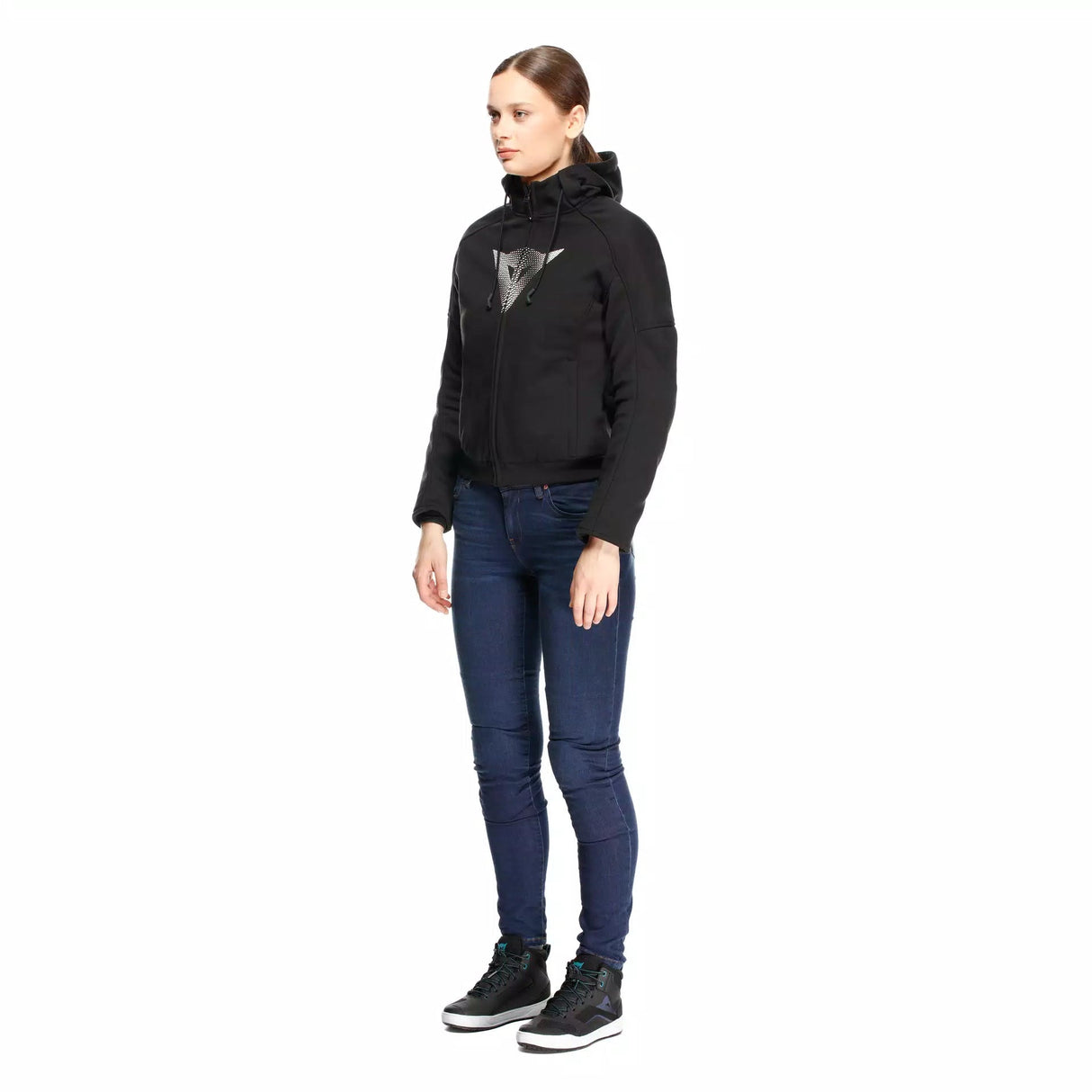 Daemon-X Safety Hoodie Full Zip WMN - Black/Black-White Dainese