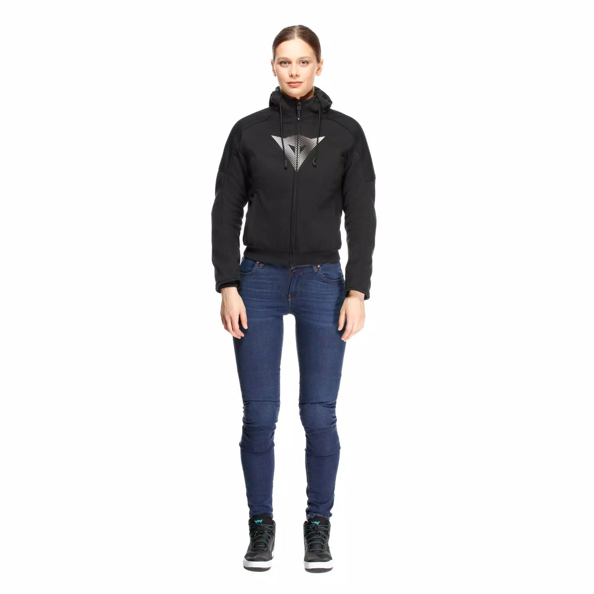 Daemon-X Safety Hoodie Full Zip WMN - Black/Black-White Dainese
