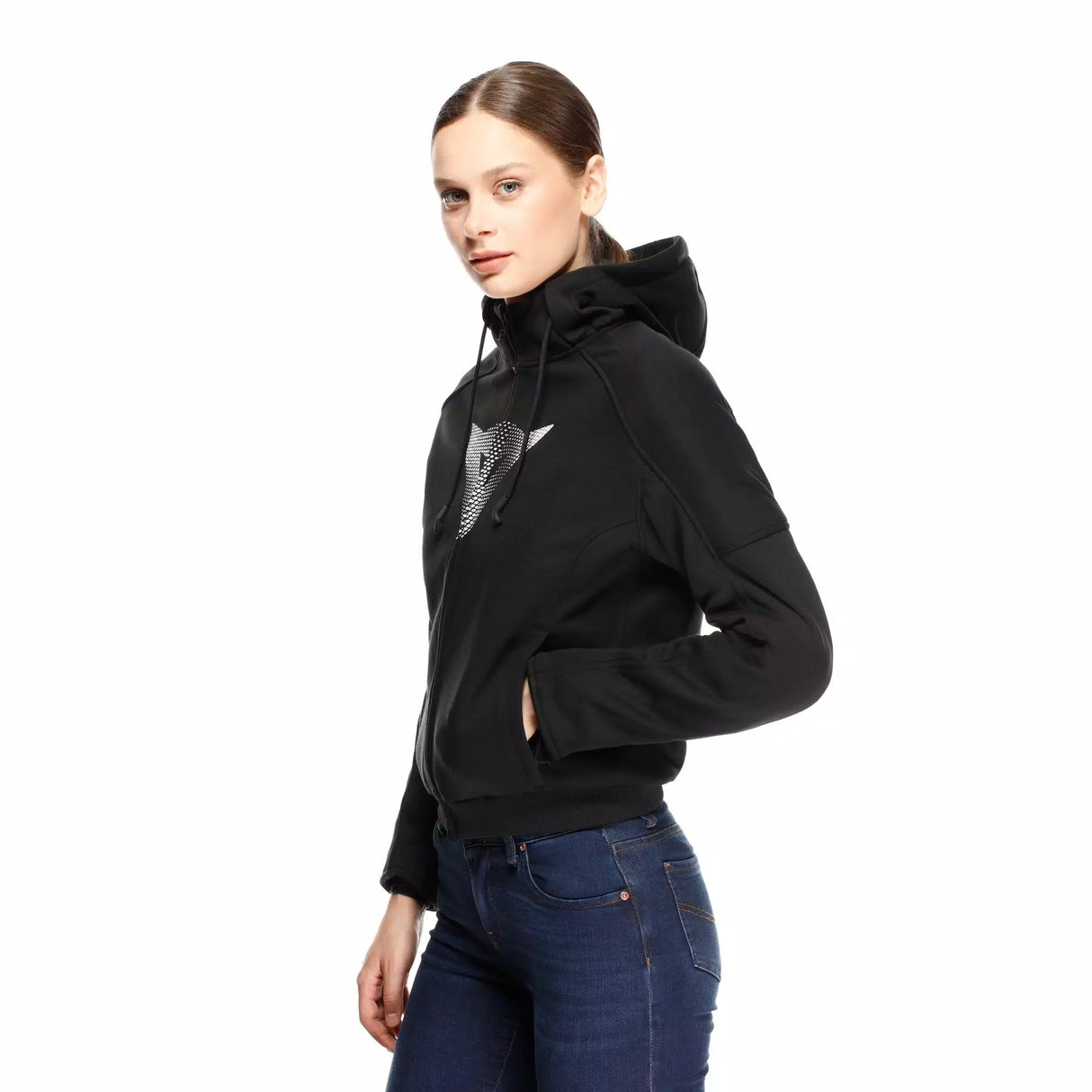 Daemon-X Safety Hoodie Full Zip WMN - Black/Black-White Dainese