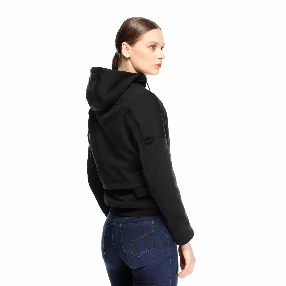 Daemon-X Safety Hoodie Full Zip WMN - Black/Black-White Dainese
