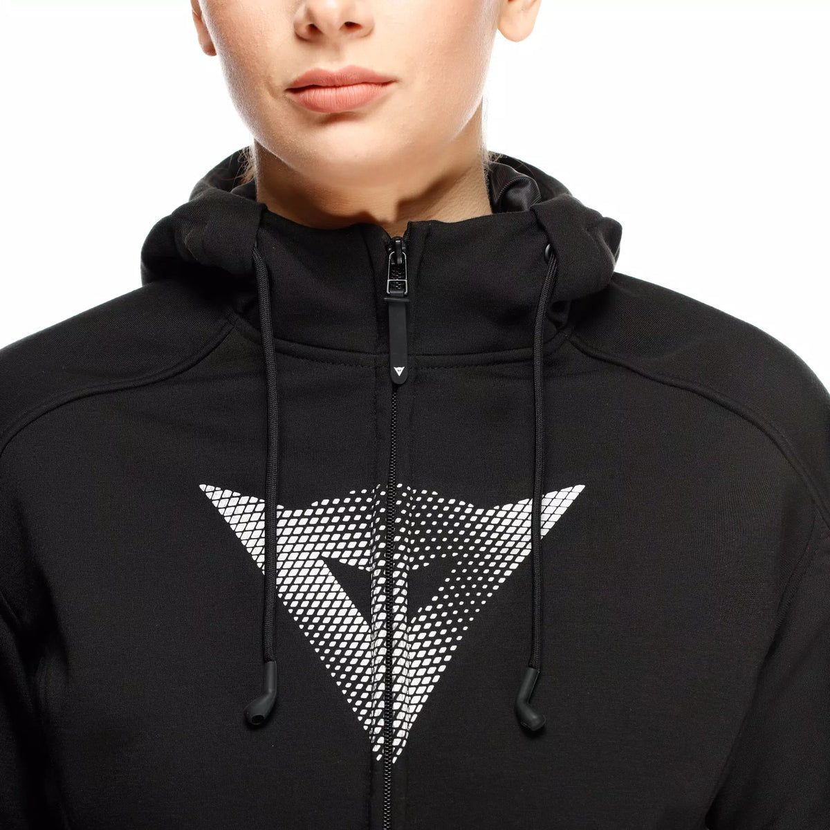Daemon-X Safety Hoodie Full Zip WMN - Black/Black-White Dainese