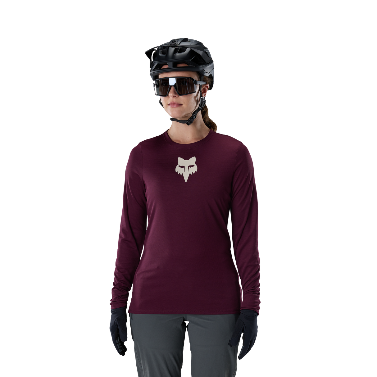 Woman Ranger Long Sleeve Jersey Fox Head - Dark Maroon