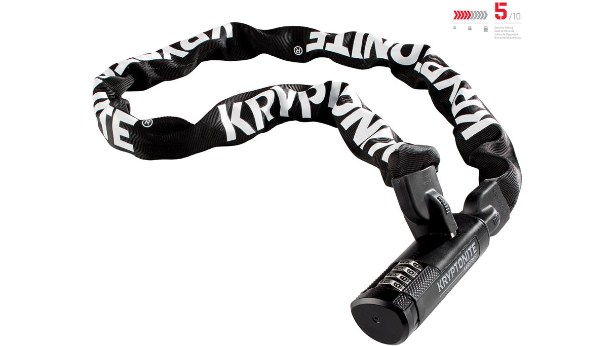 Keeper 712 Combo I.C. Kettenschloss (120cm) - schwarz/weiß