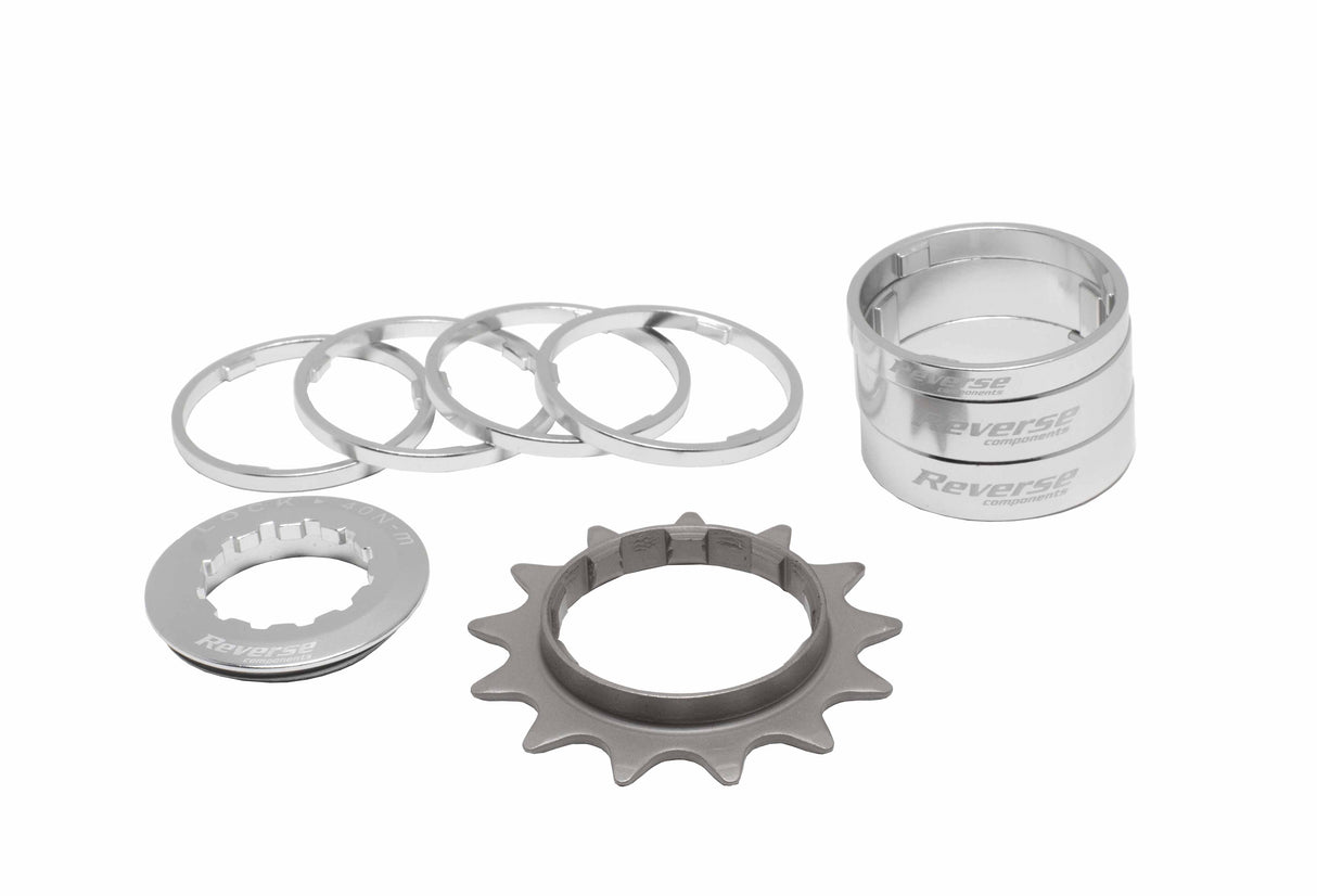 Singlespeed Kit 13T Ritzel + 7 Spacer - silber Reverse