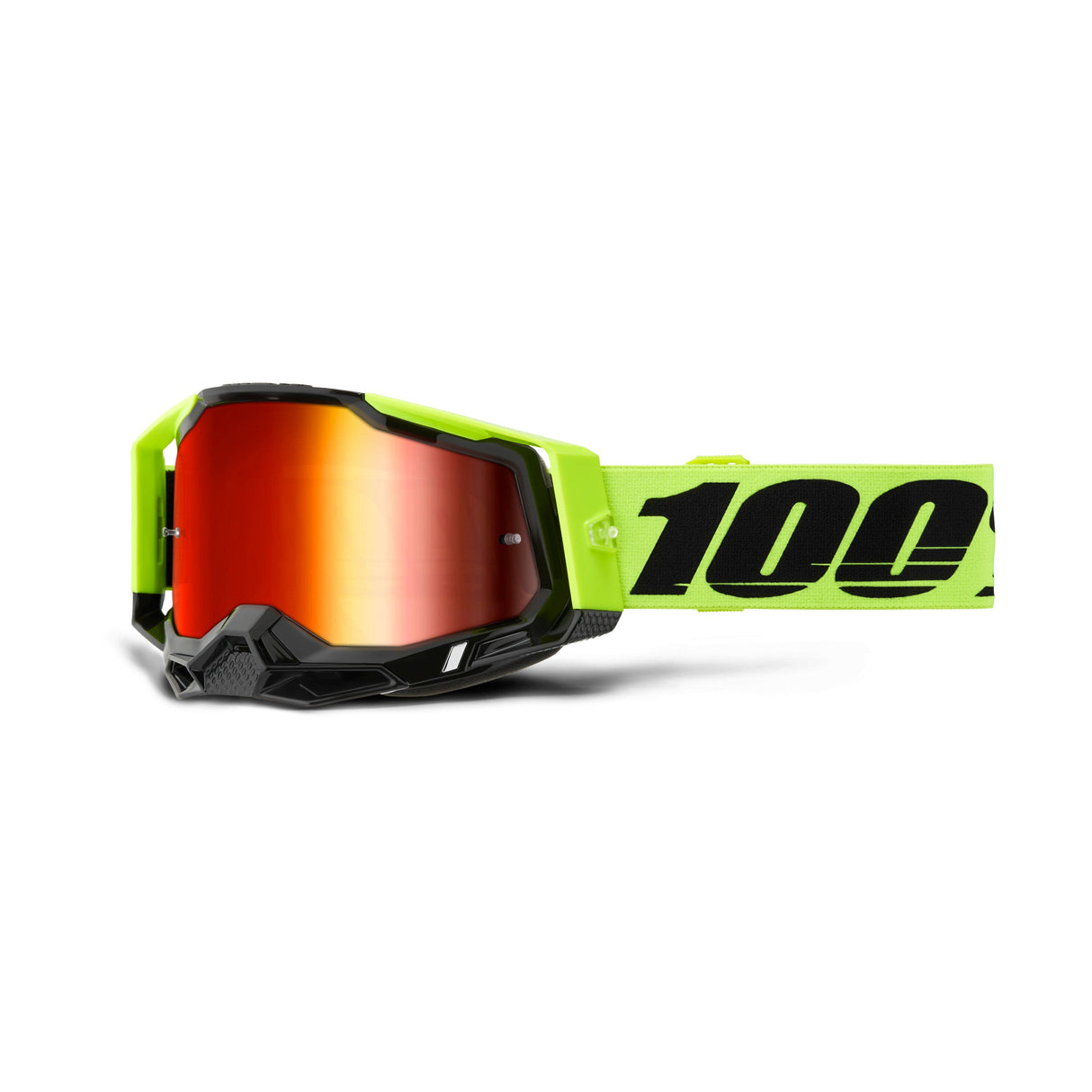 100% Racecraft 2 Goggle Neon Yellow - Mirror Red Lens