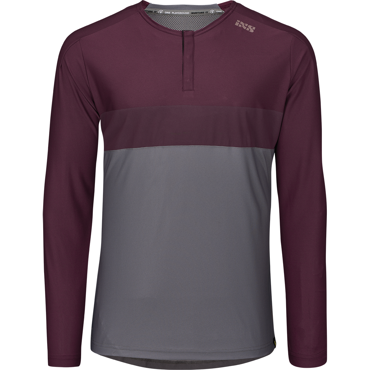 Flow XTG Long Sleeve Henley - Graphite/Raisin iXS
