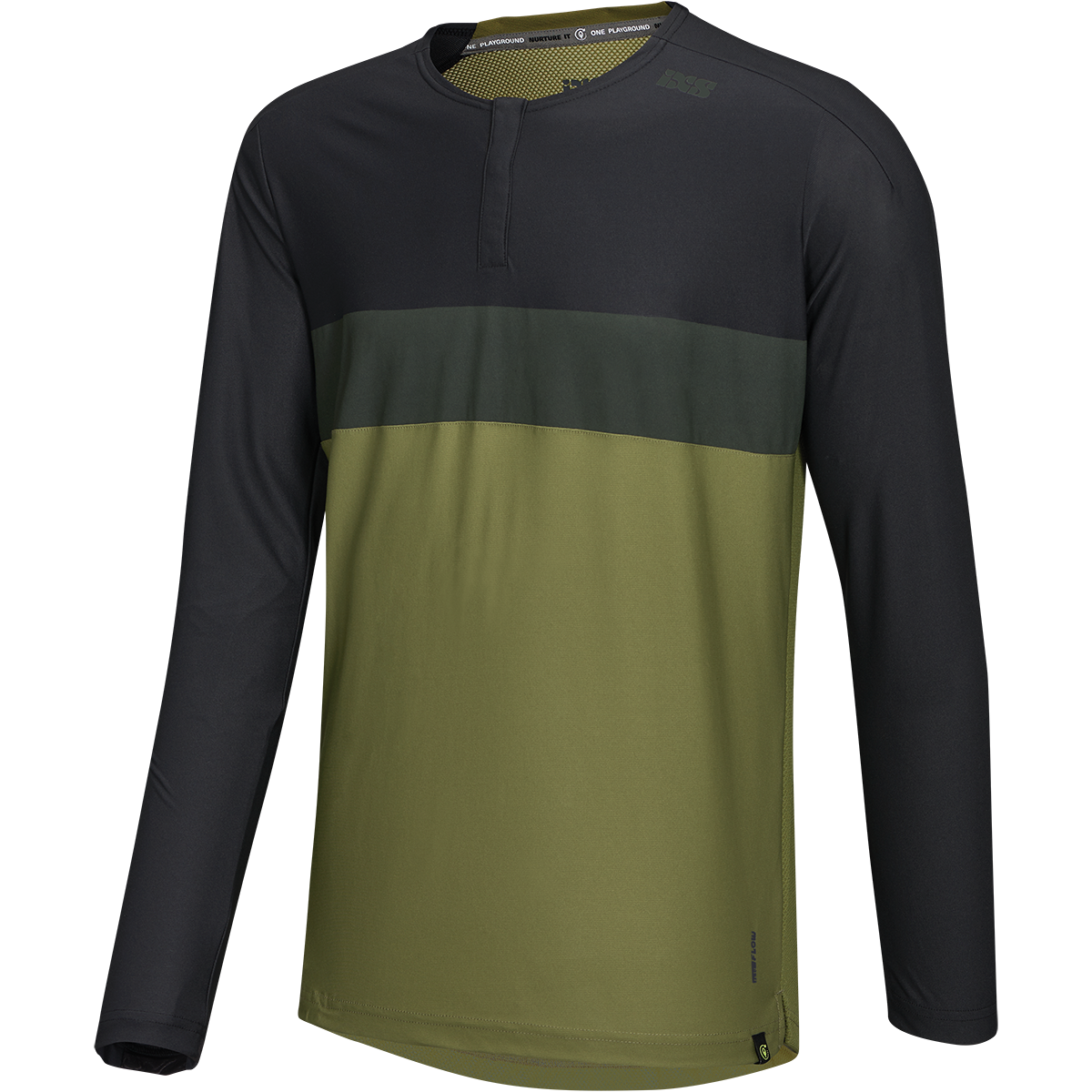 Flow XTG Long Sleeve Henley - Olive/Black iXS