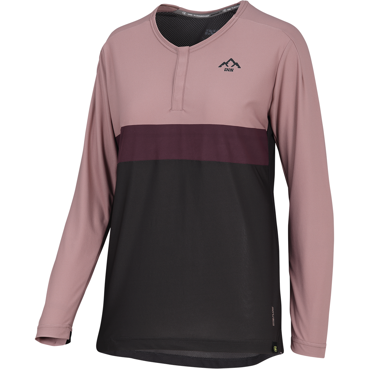 Flow XTG Women's Long Sleeve Henley - Anthracite / Raisin iXS