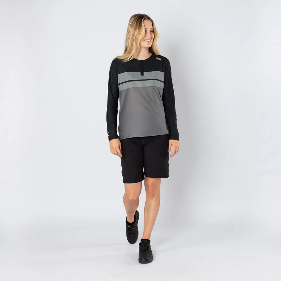 Damen Flow Lite 1.0 Henley - schwarz-graphit