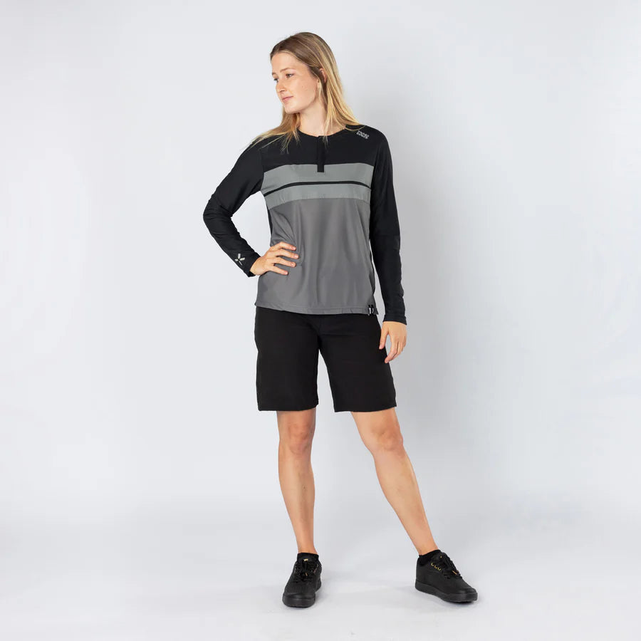 Damen Flow Lite 1.0 Henley - schwarz-graphit
