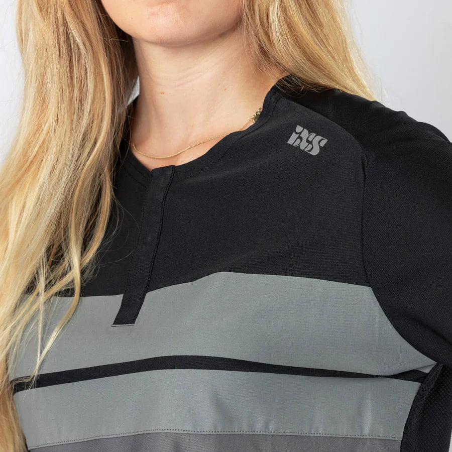 Damen Flow Lite 1.0 Henley - schwarz-graphit