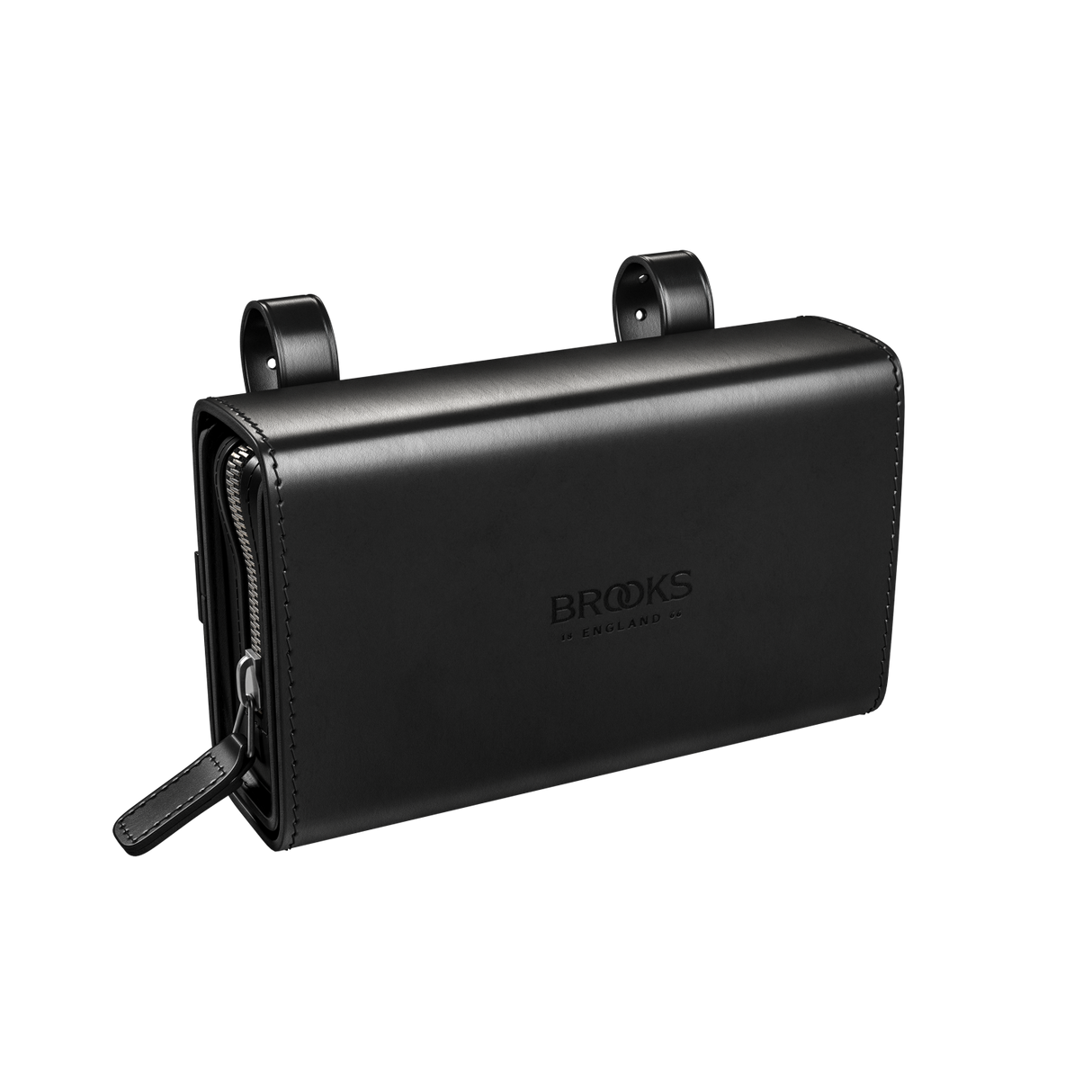 D-Shape Leather Saddle Bag - black