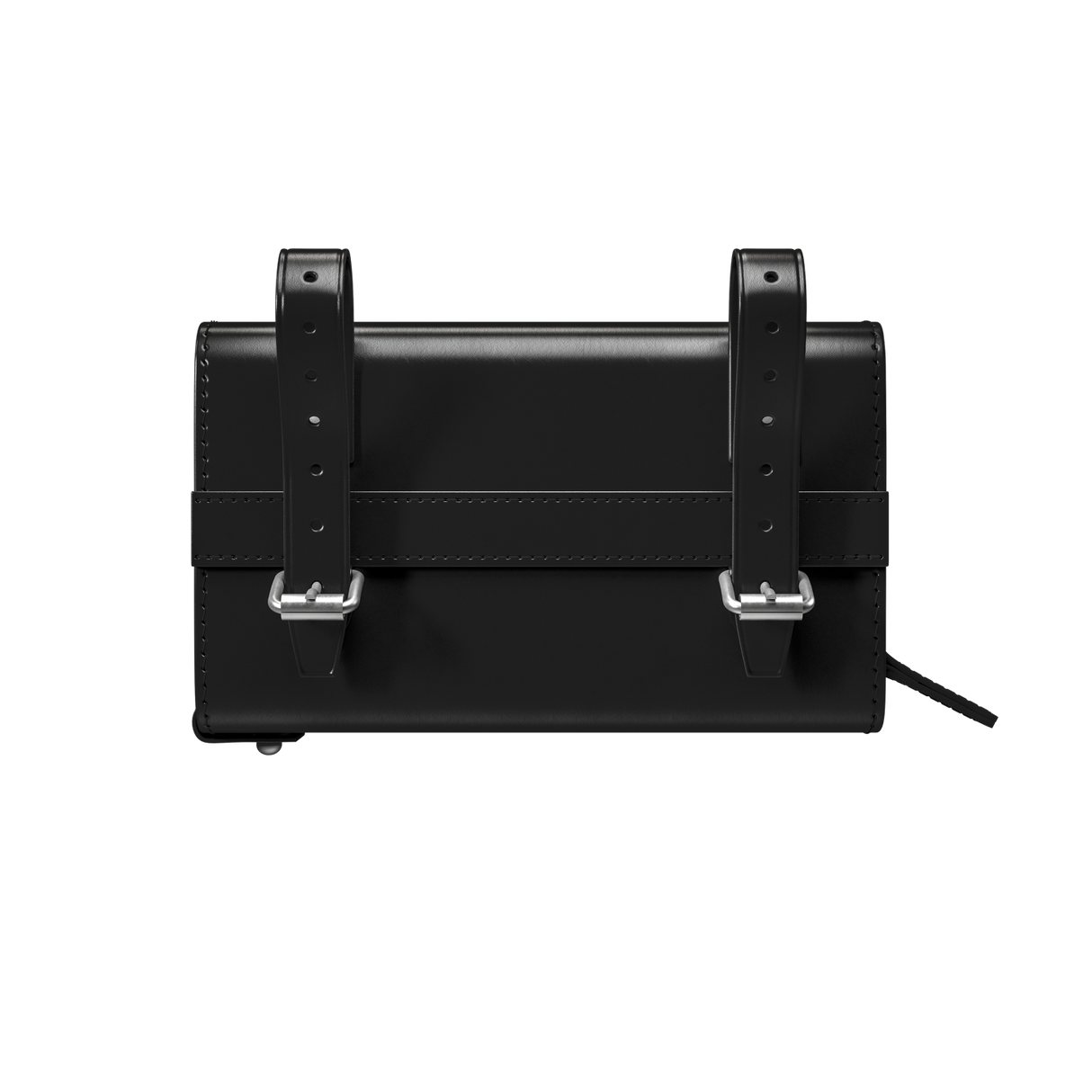 D-Shape Leather Saddle Bag - black