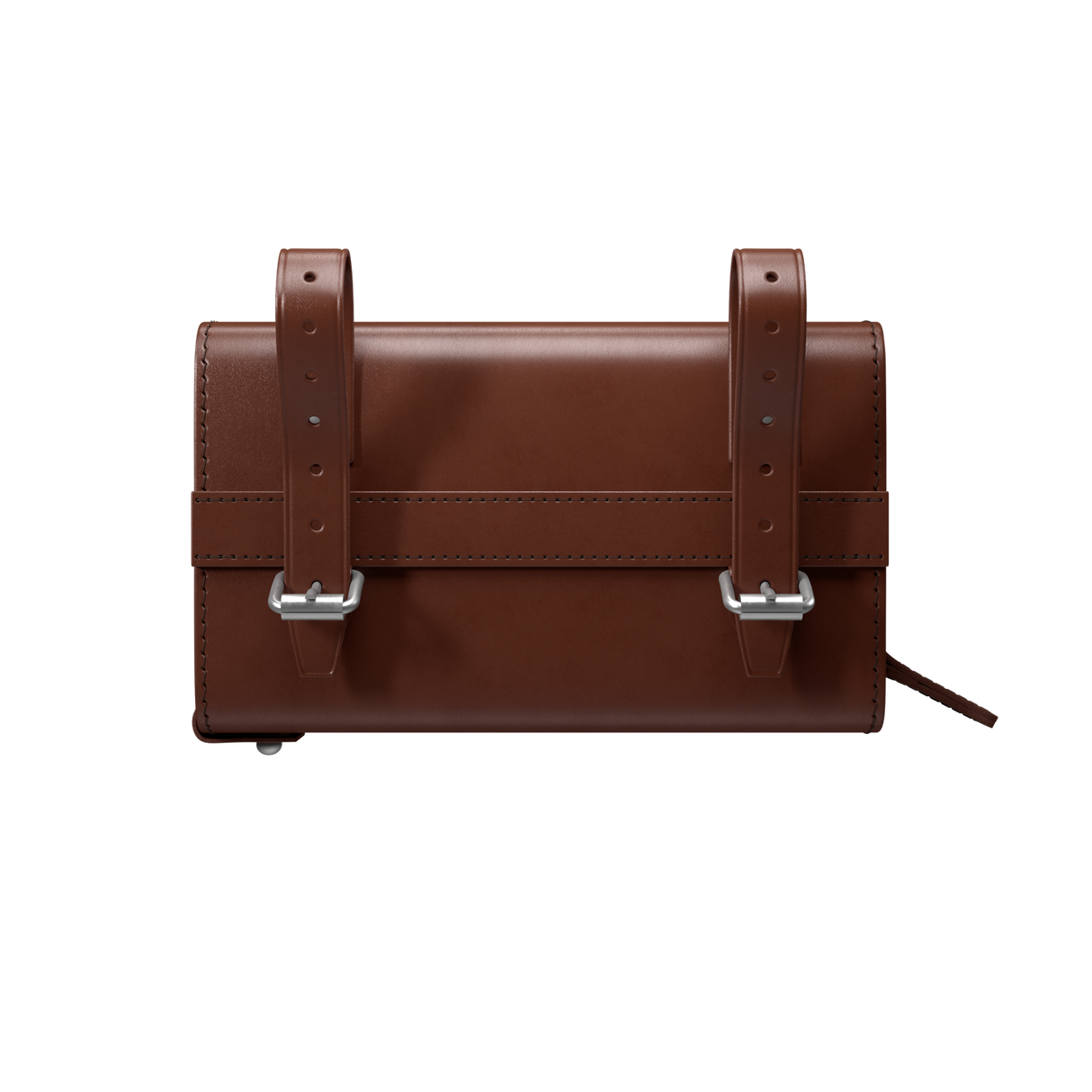 D-Shape Leather Saddle Bag - brown