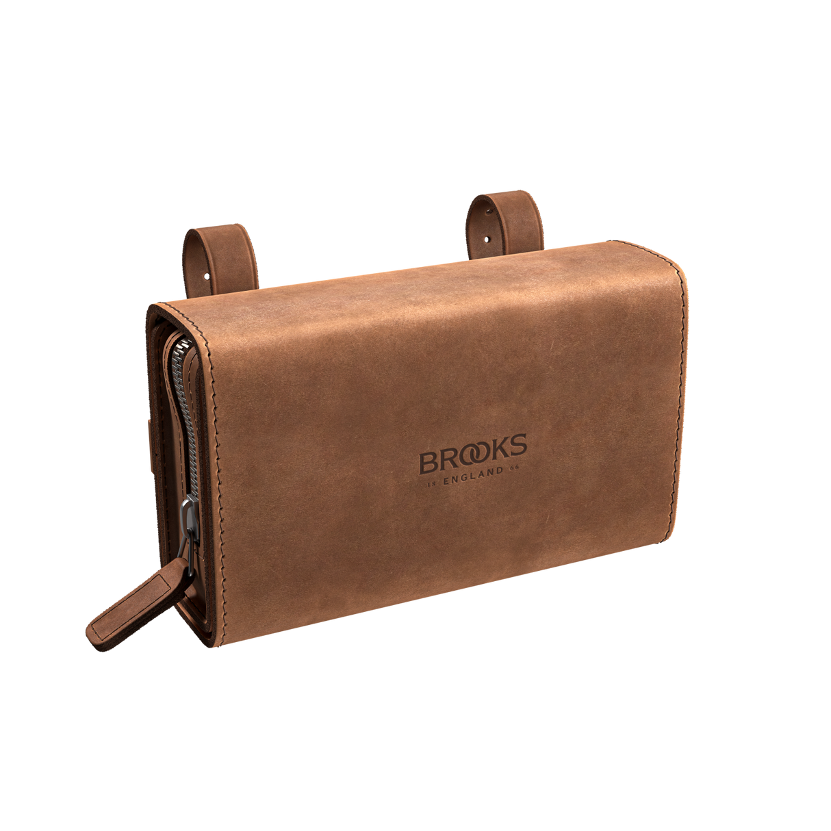 D-Shape Leather Saddle Bag - Dark Tan