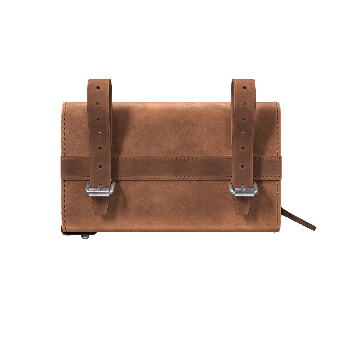 D-Shape Leather Saddle Bag - Dark Tan