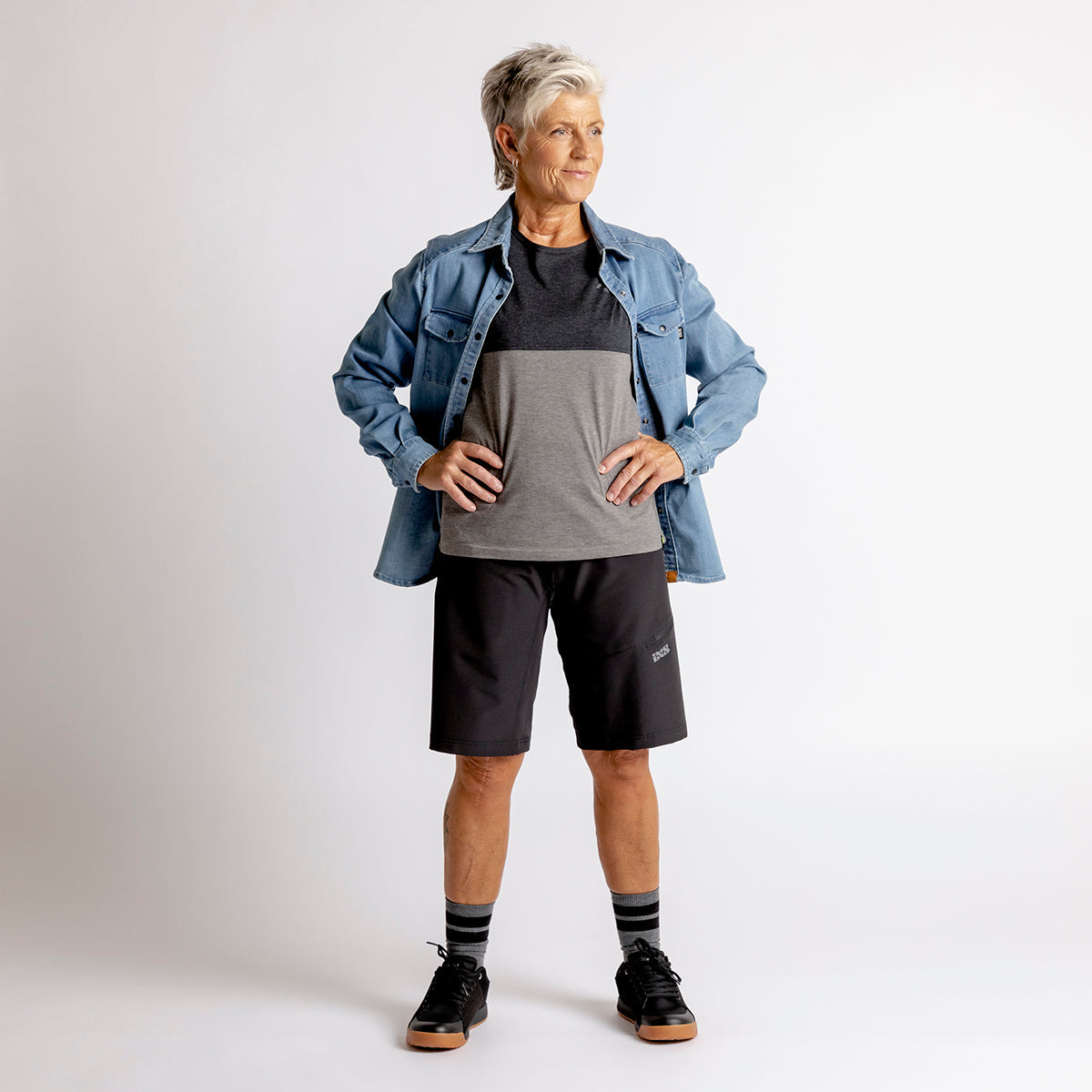 Carve Digger Organic Denim Women Shirt - Washed Blue iXS