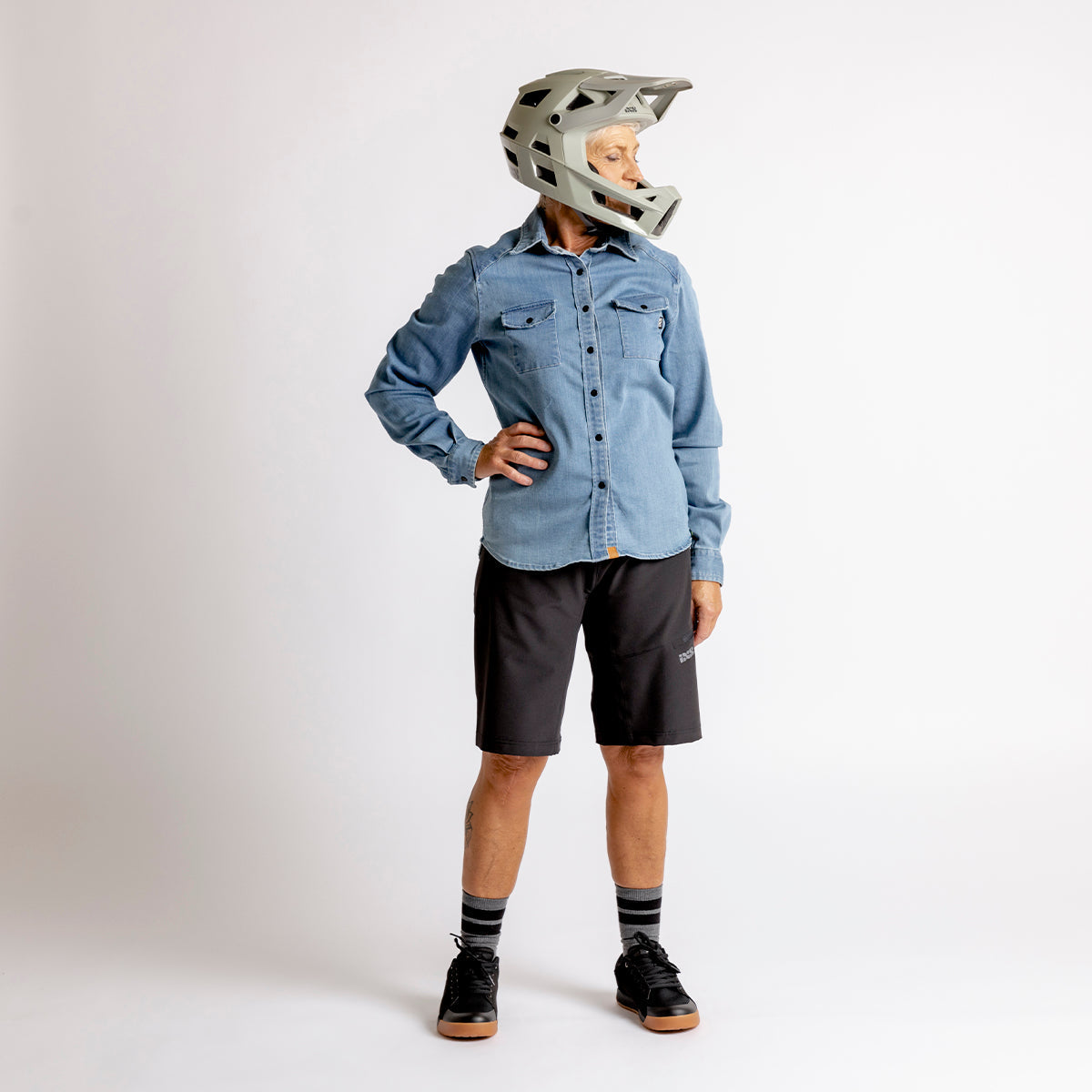 Carve Digger Organic Denim Women Shirt - Washed Blue iXS