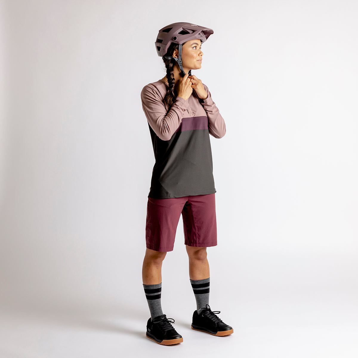 Flow XTG Women's Long Sleeve Henley - Anthracite / Raisin iXS