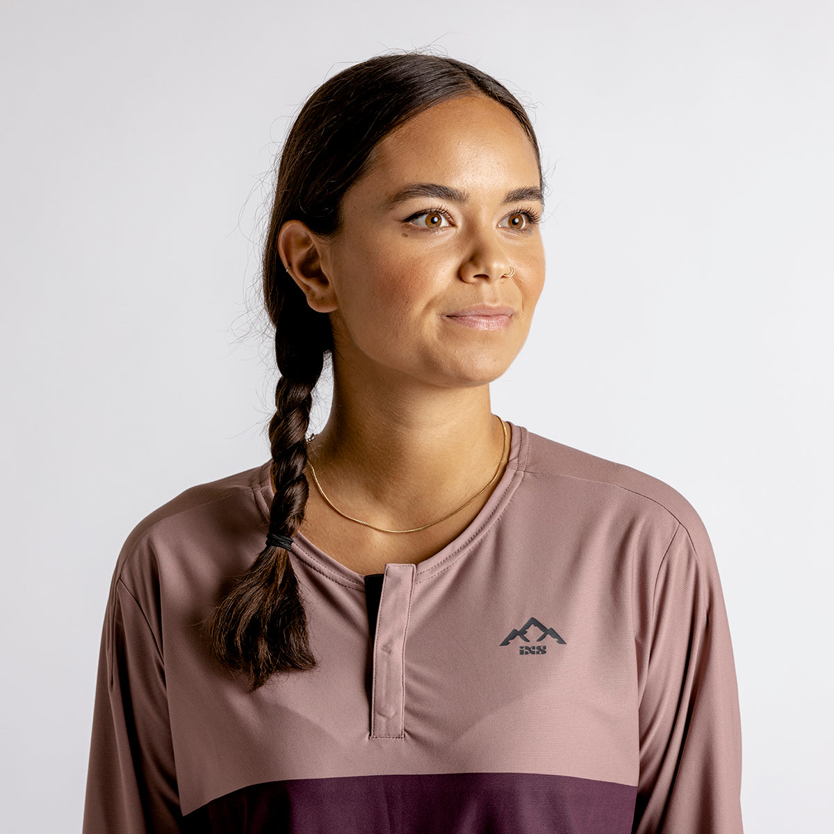 Flow XTG Women's Long Sleeve Henley - Anthracite / Raisin iXS