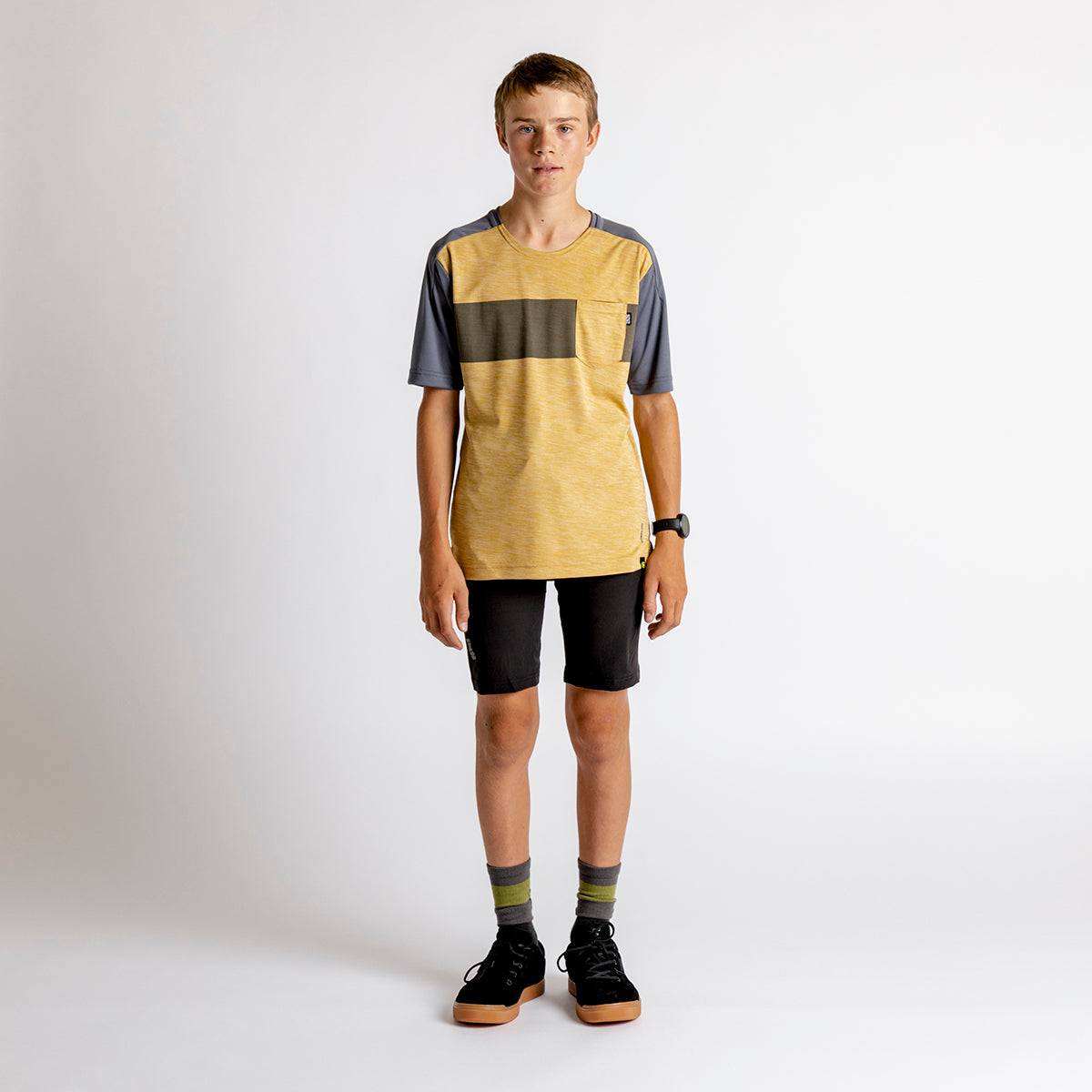 Flow X Kids Short Sleeve Jersey - Acacia / Charcoal iXS
