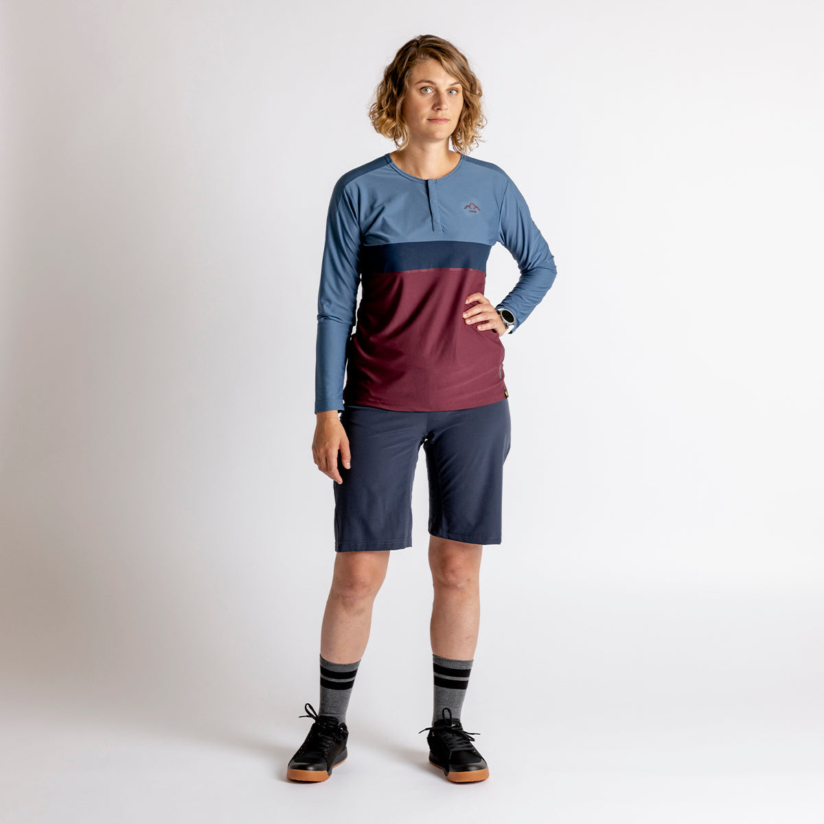 Flow XTG Women's Long Sleeve Henley - Raisin / Marine iXS