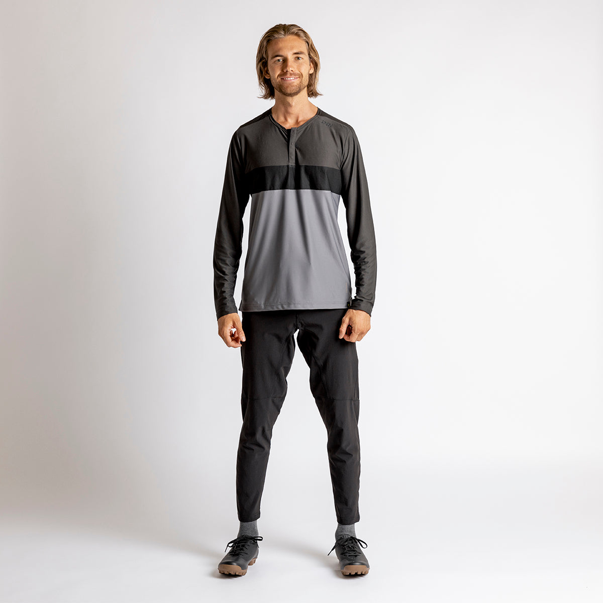 Flow XTG Long Sleeve Henley - Graphite-Black iXS