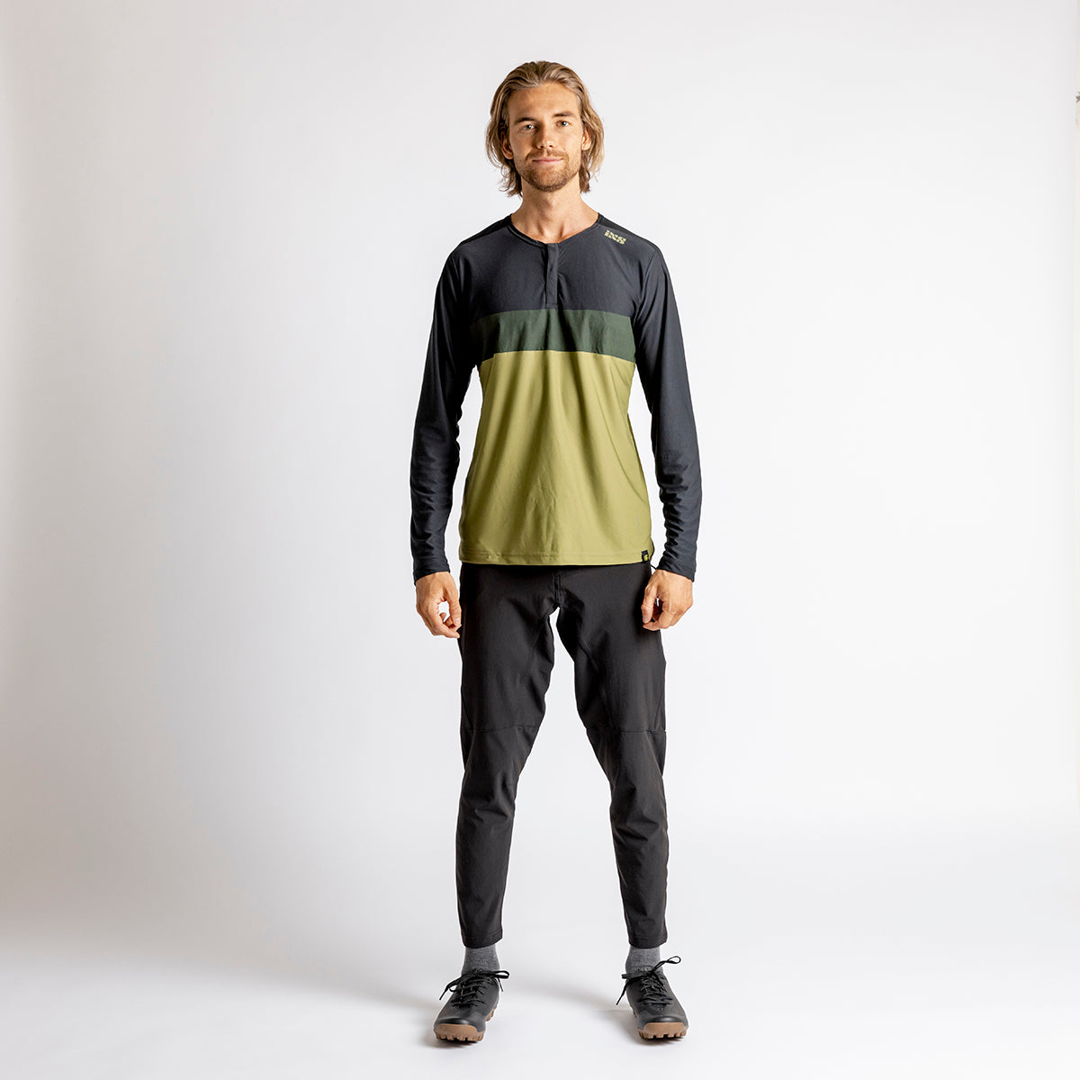Flow XTG Long Sleeve Henley - Olive/Black iXS