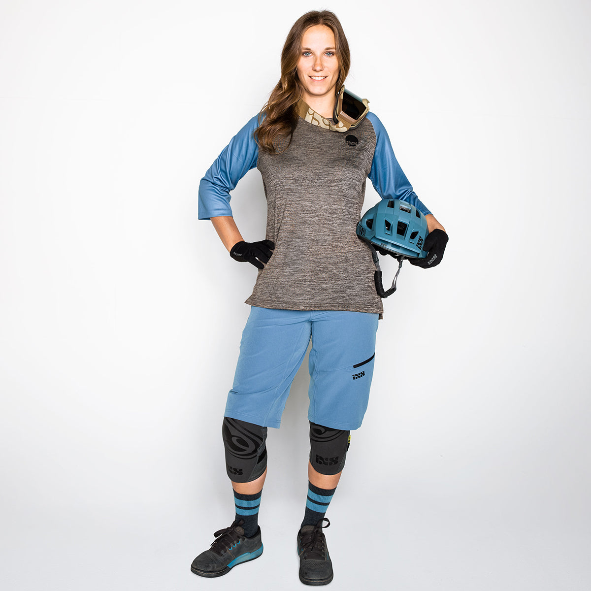 Carve X 3/4 Damen Trikot - Khaki/Blau iXS