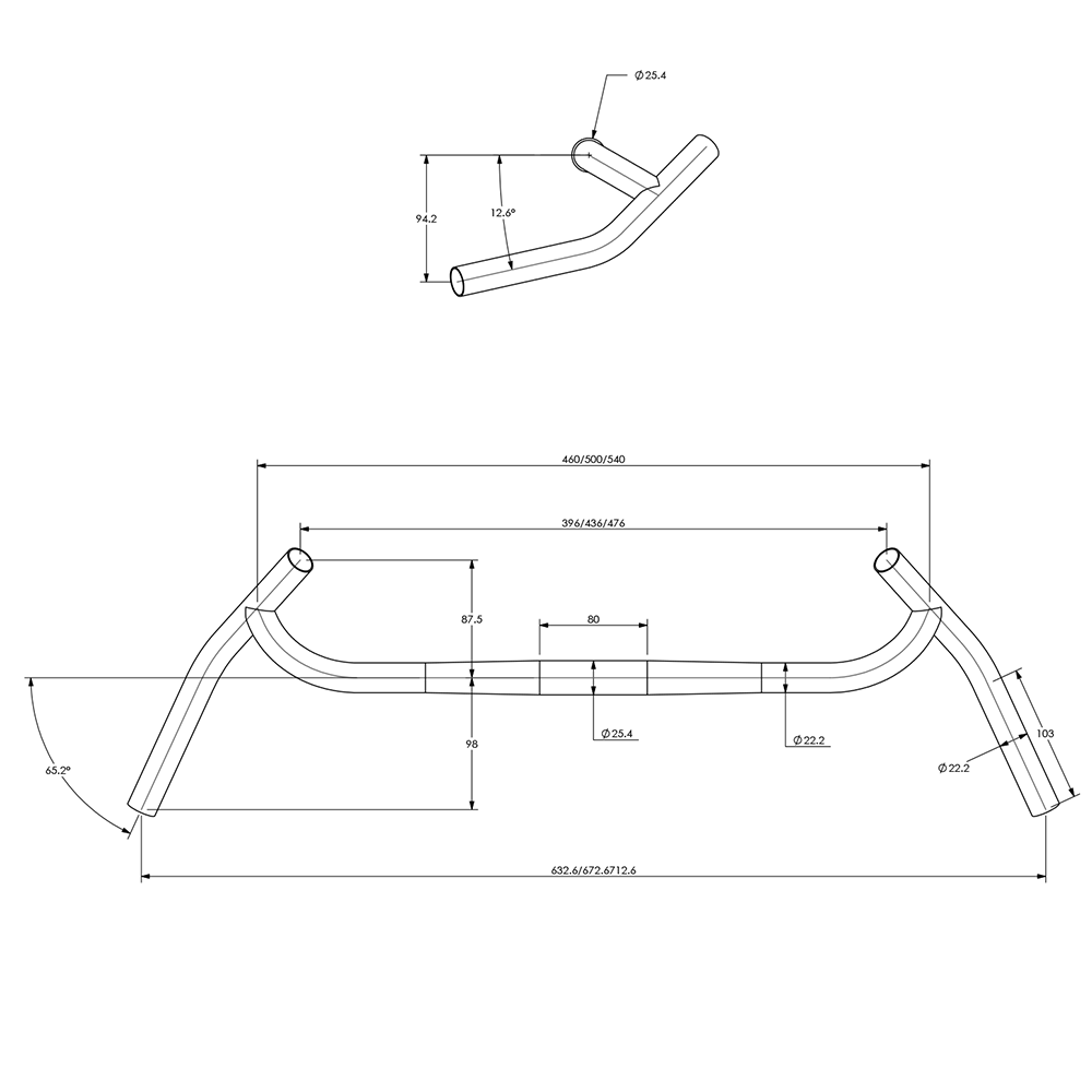 Corner Stop Riser Lenker - 25,4 mm - schwarz