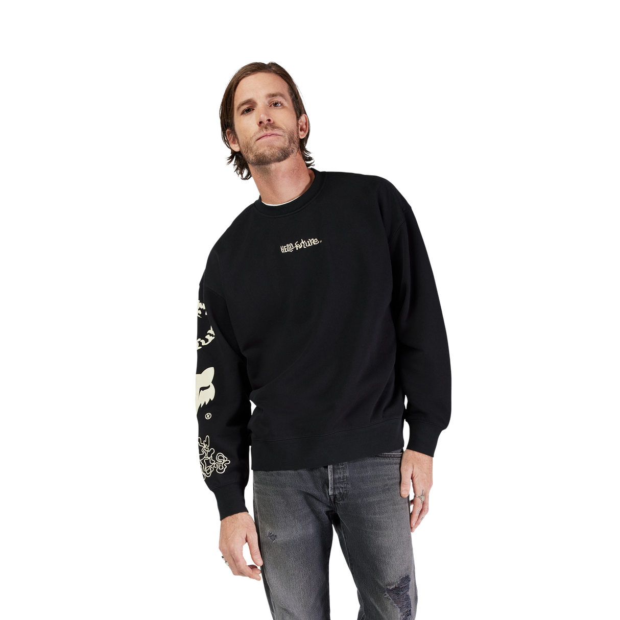 Hello Future Oversized Fleece Crew - Black