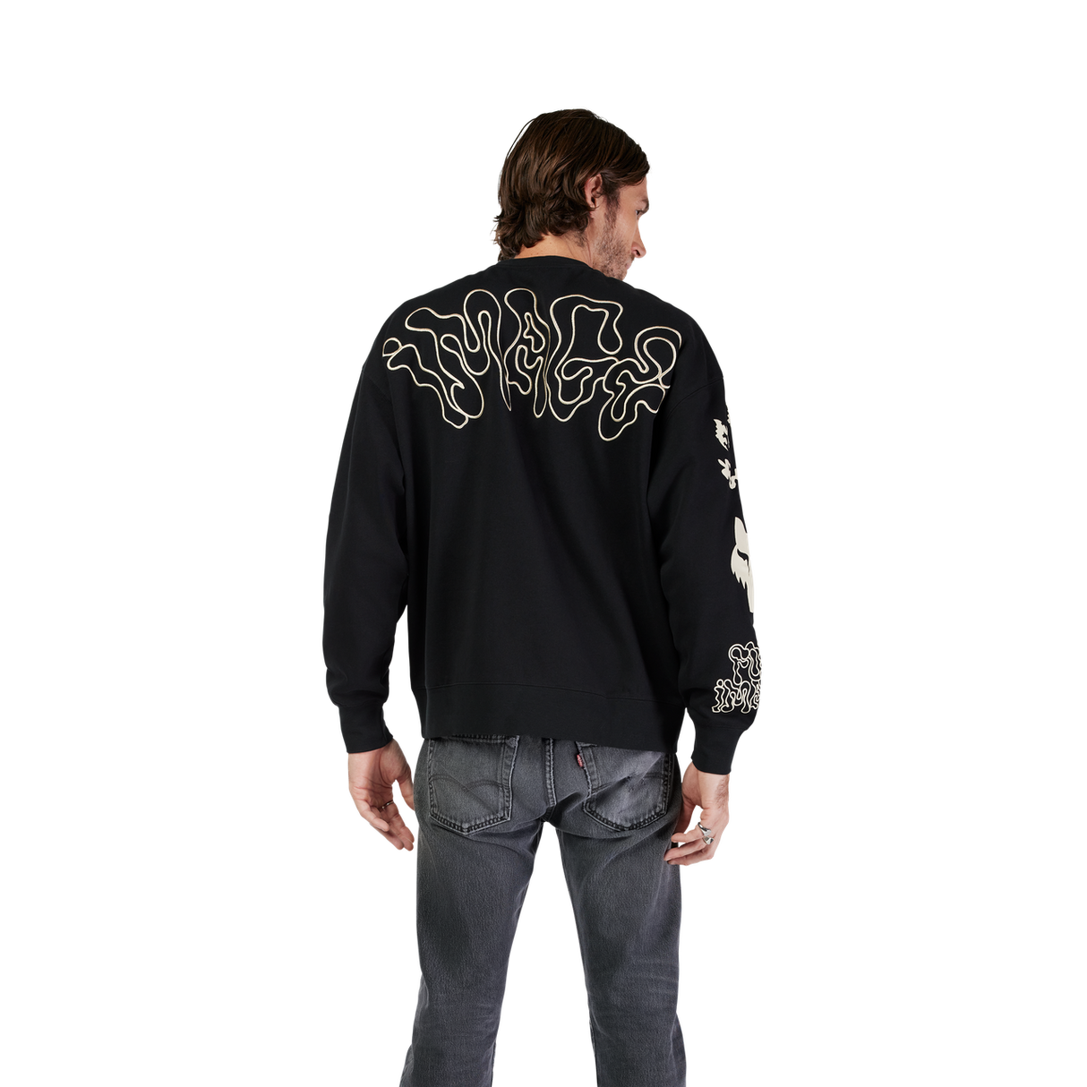 Hello Future Oversized Fleece Crew - Black