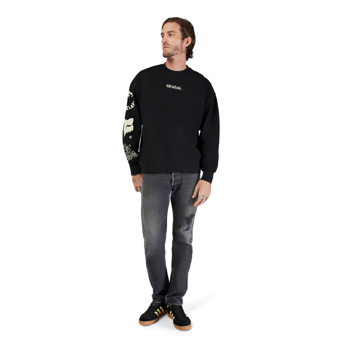 Hello Future Oversized Fleece Crew - Black