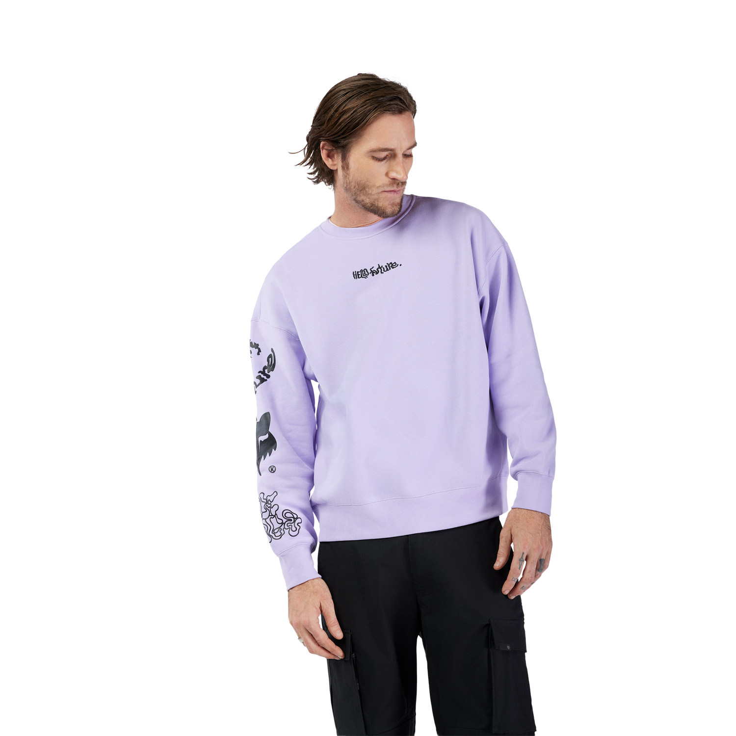 Hello Future Oversized Fleece Crew - Lilac