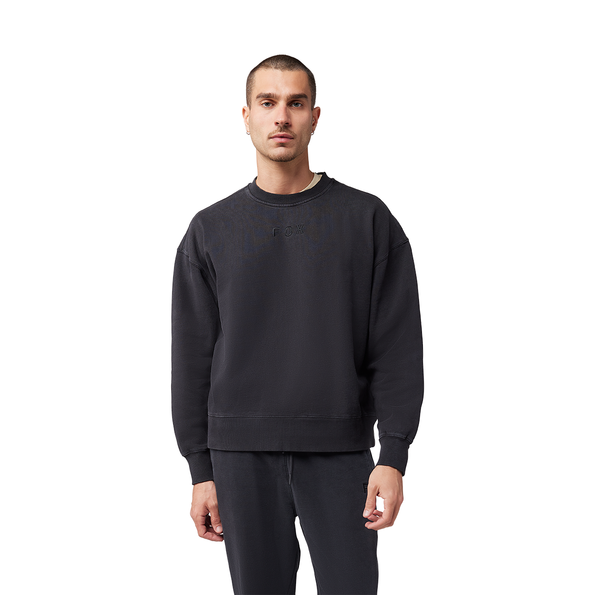 Wordmark Oversized Fleece Crew - Black