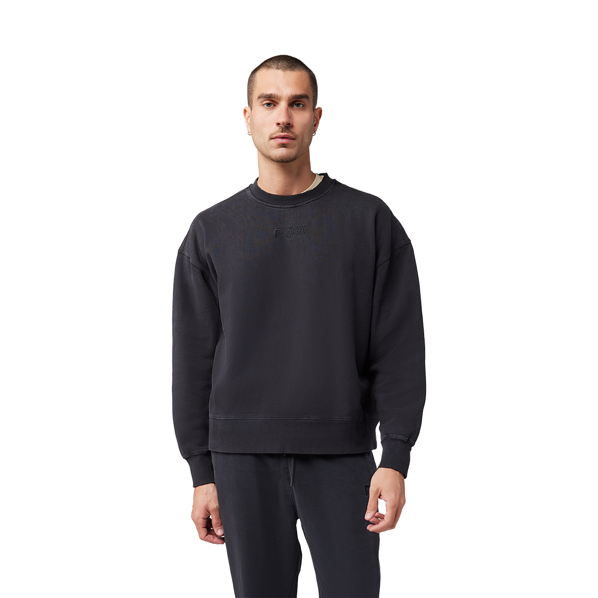 Wordmark Oversized Fleece Crew - Black