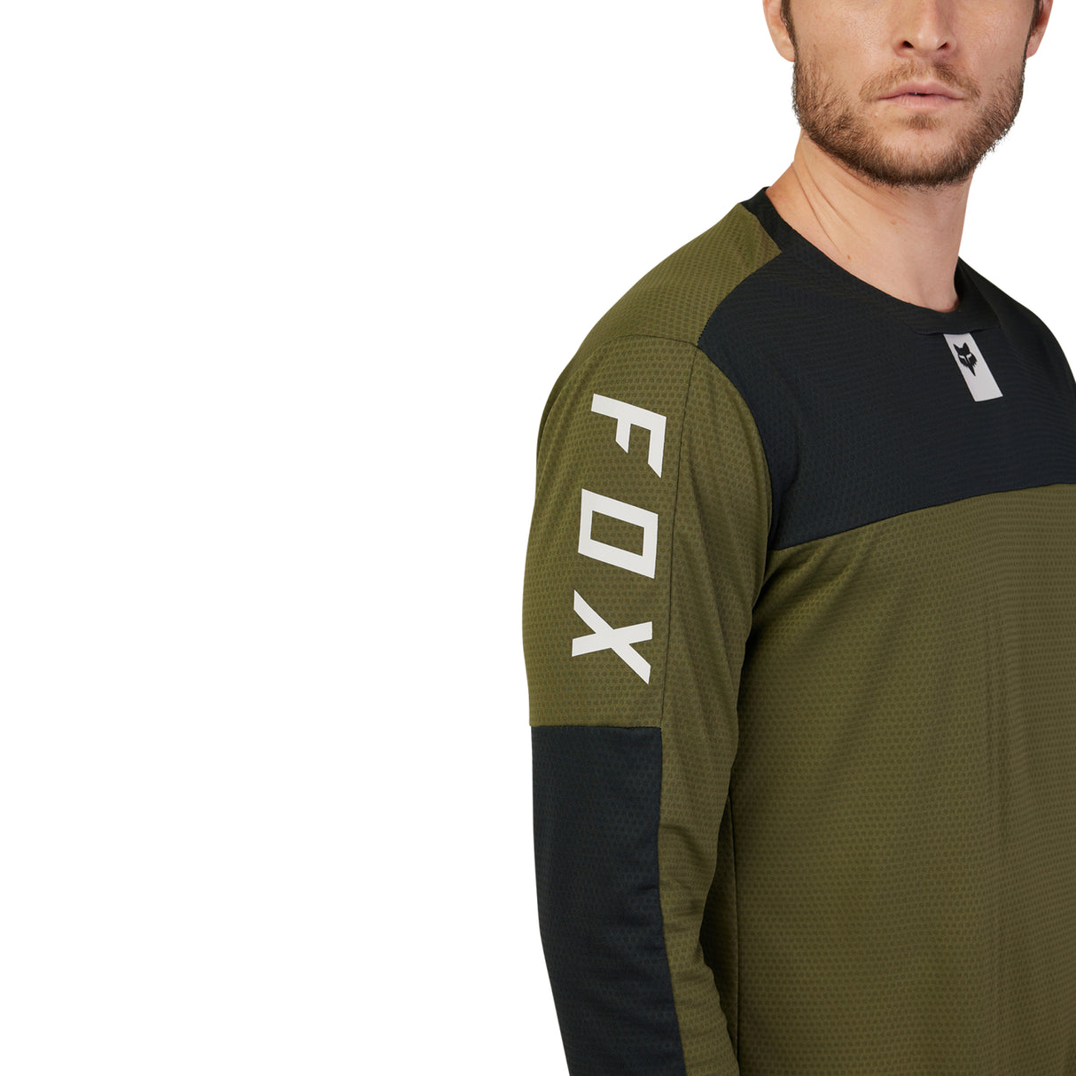 Defend Long-Sleeve Jersey Fox Head - Olive Green