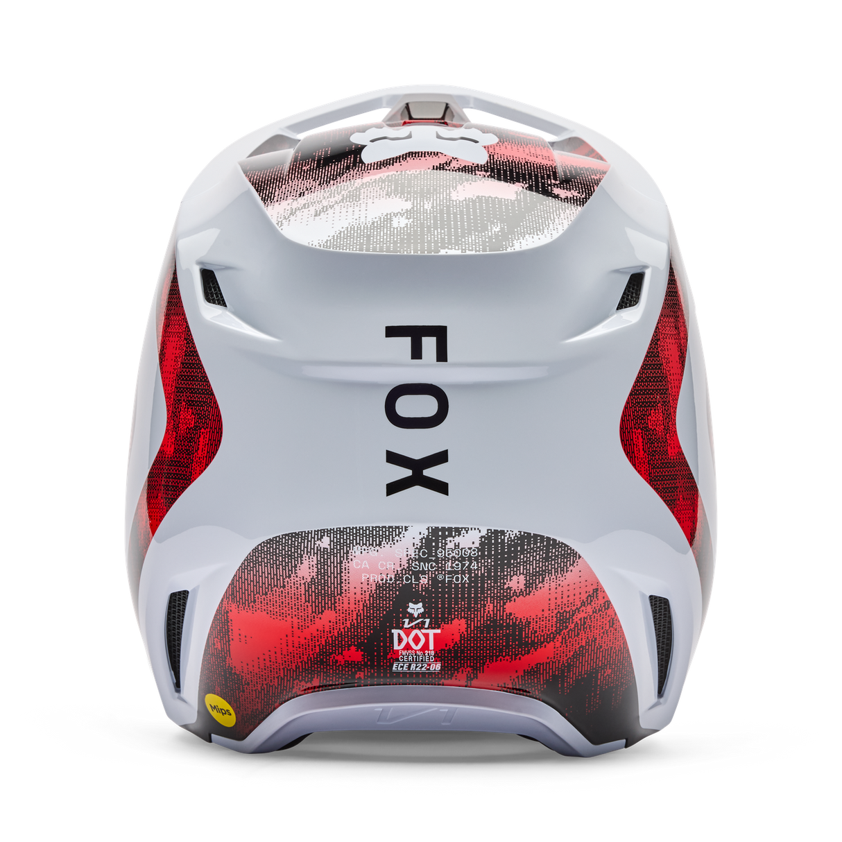 V1 Kairos Fullface Helm - White/Fluorescent Red