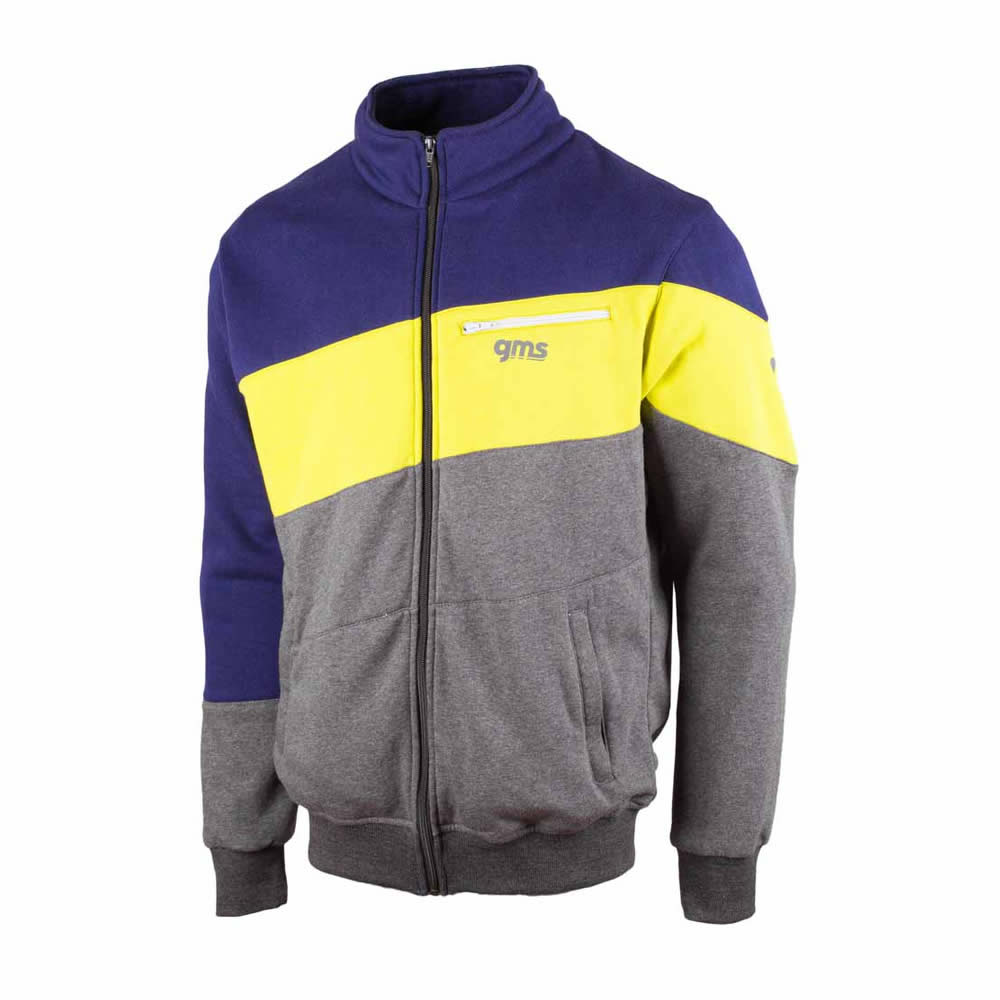 Sweatjacke LEO - dunkelblau-fluogelb-grau