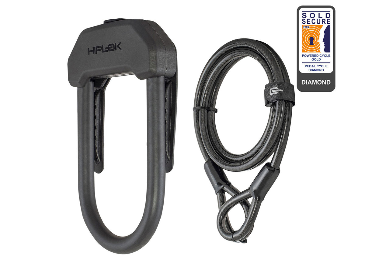 DX PLUS Wearable D Lock, clip, incl. 2m cable - all black